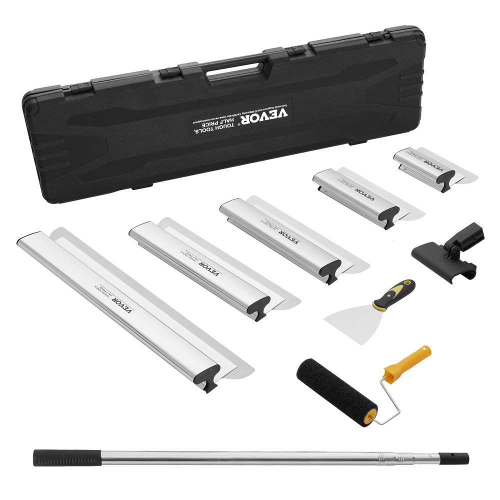 VEVOR Drywall Skimming Blade Set, 7/10/14/16/24 in Skimming Blades + 34 - 81.6 in Extension Handle Pole, Stainless Steel Knife Professional Skim Coat Tools, for Gyprock/WallBoard/Plasterboard - DBSNZGDTZB5P59QZ2V0
