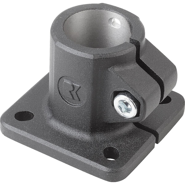 Kipp Tube Clamp W. Foot For Linear Actuator, Type=50, Aluminum Black Powder-Coated, Comp:Steel - K0499.50