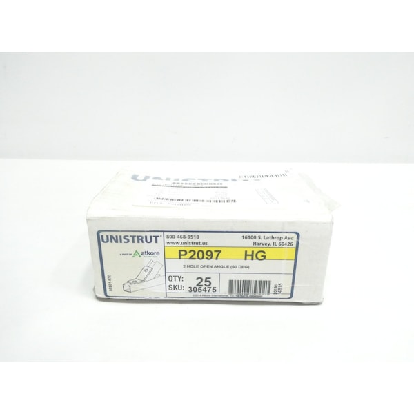 Unistrut 2 HOLE OPEN ANGLE 60DEG FITTING CONDUIT FITTING, 25PK - P2097 HG