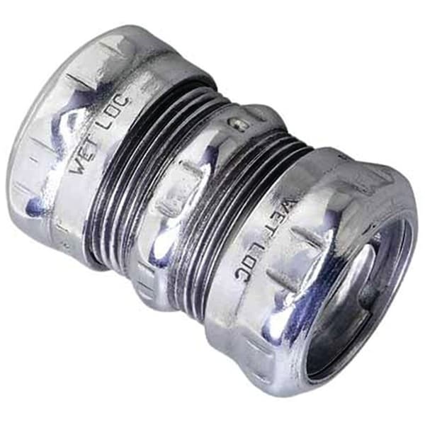 Halex EMT Coupling, 3/4 in, Compression, Steel, Electro Zinc Plated - 26262