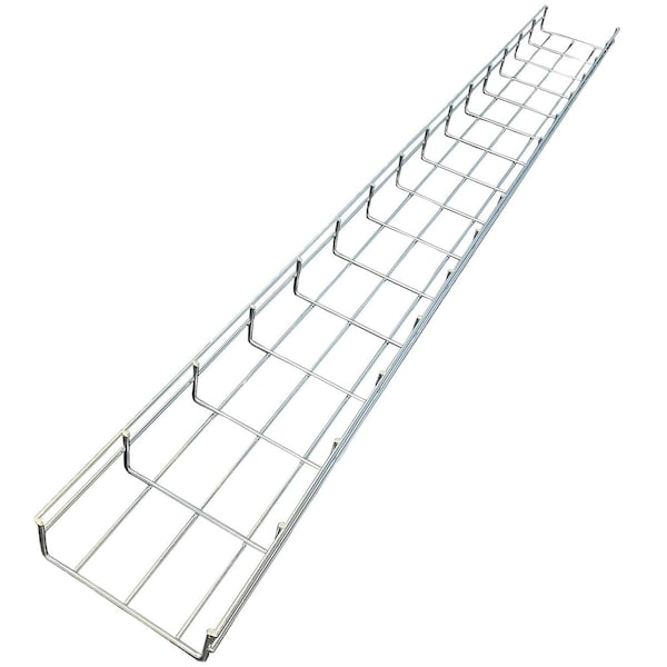 Kable Kontrol Wire Mesh Cable Tray Straight Section, 304 Stainless Steel, 6in W x 4in D x 9.83ft L - KK-6X4X10-304SS