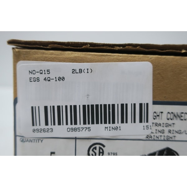 Egs Conduit Fitting Connector, Liquid-Tight, Iron, Electro Zinc Plated - 4Q-100