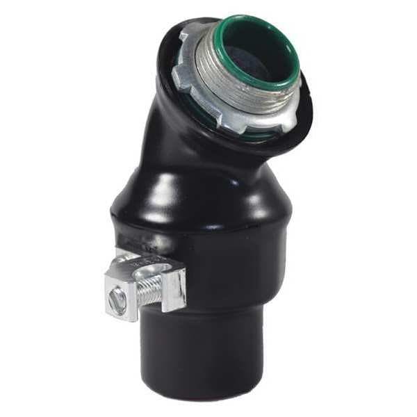 Calbond Conduit Fitting Grounding Connector, 3/4 in, Liquid-Tight, PVC, PVC Coated, Black - PV0700LT7545G