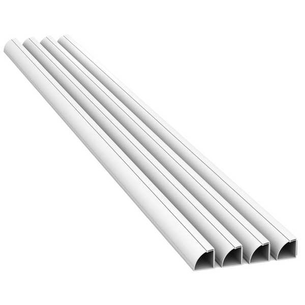D-Line Hinge and Click Lock, Quarter Round Series, 4 Channel, 7/8 in W, 7/8 in H, 60 in L, White - US/5FT22QSWKIT001