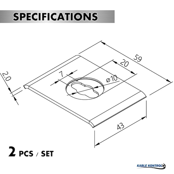 Kable Kontrol Square splice Washer, 304 Stainless Steel, 2PK - KK-SSW-304SS