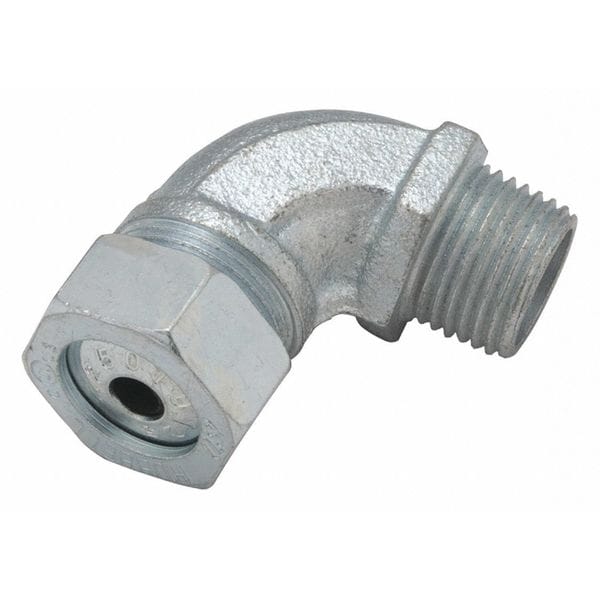 Raco Conduit Fitting Connector, 1/2 in, Liquid-Tight, Malleable Iron, Electro Zinc Plated - 3792-3