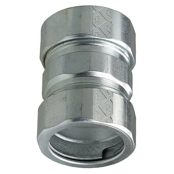 Dottie Conduit Fitting Coupling, 1-1/2 in, Threadless, Alloy Steel, Zinc Plated - NTC150