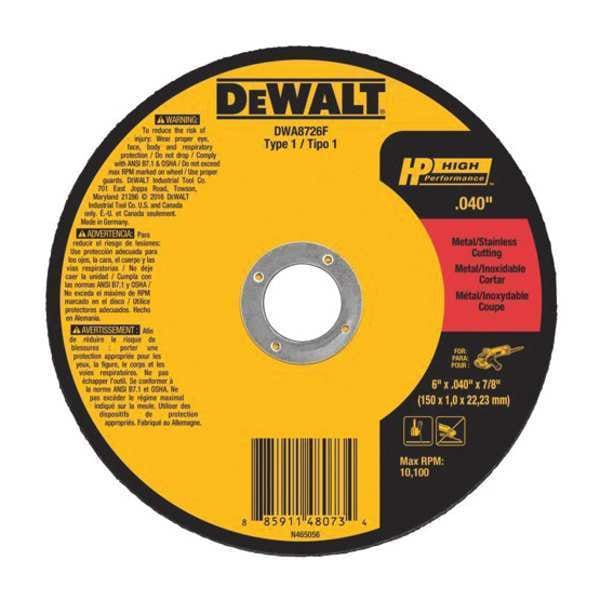 Dewalt 6" x .040" x 7/8" T1 Rueda de corte de alto rendimiento - DWA8726F