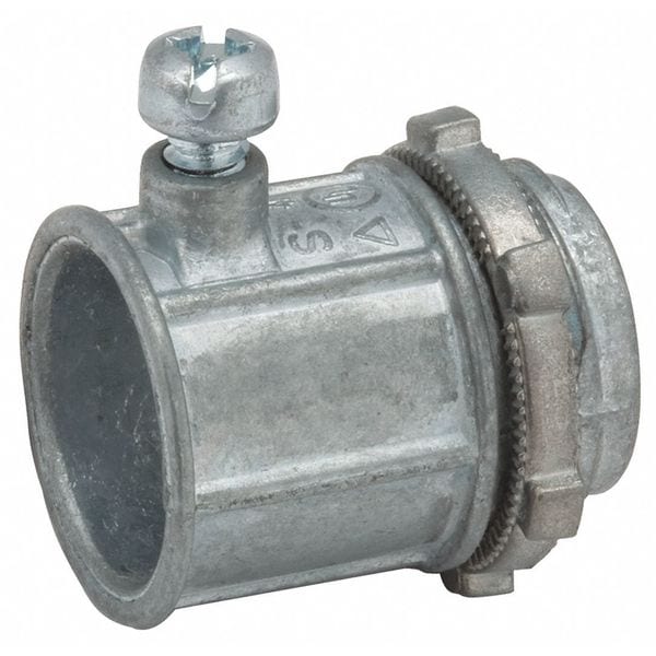 Raco EMT Grounding Connector, 3/4 in, Set Screw, Zinc Alloy, Plain, Gray - 2603