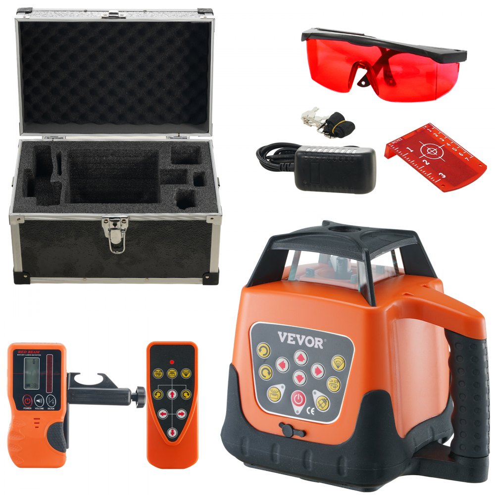 VEVOR Laser Level, 1650ft, 360 Degree Self Leveling Red Cross Line Laser, 5 Rotation Speeds & 4 Scanning Angles Adjustment, IP66 Waterproof Remote Control Manual Self-leveling Mode, Battery Included - XZJG1650FT20MK1BXV1