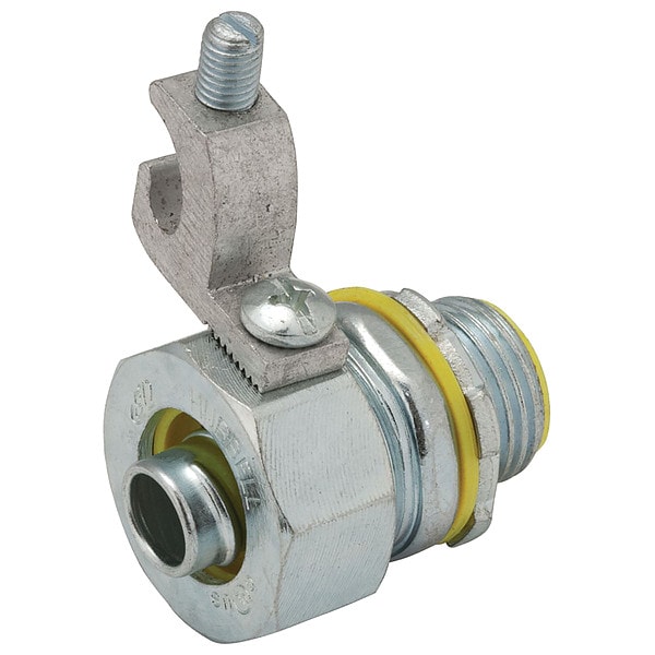Raco Conduit Fitting Connector, 1/2 in, Liquid-Tight, Steel, Electro Zinc Plated, Gray - 3512-3