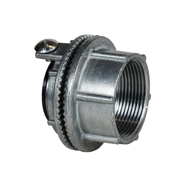 Dottie Conduit Fitting Hub, 1-1/2 in, Threaded, Zinc Alloy, Zinc Plated - WTHGL150