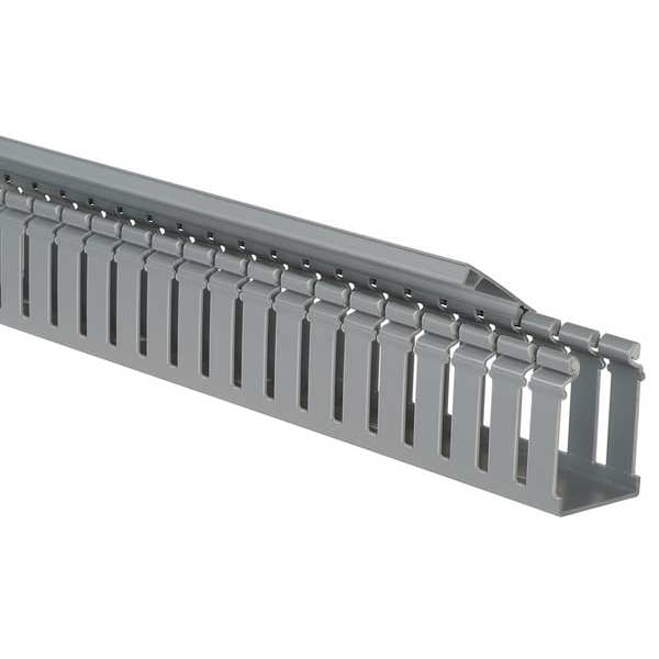 Panduit Wire Duct, Wide Slot, Gray, L 6 Ft - H3X3LG6