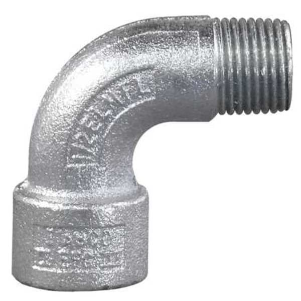 Appleton Electric IMC 90 Deg Elbow, 2 in, Threaded, Iron, Electro Zinc Plated, Silver - ELMFL90-200