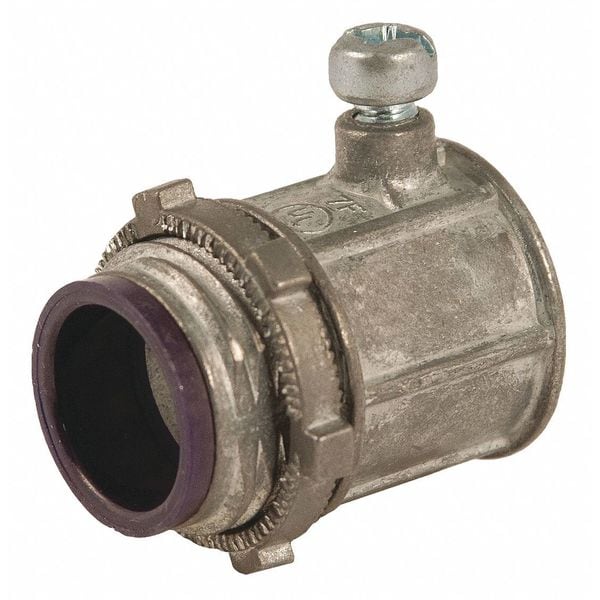 Raco EMT Grounding Connector, 2 in, Set Screw, Zinc Alloy, Zinc Plated, Gray - 2639