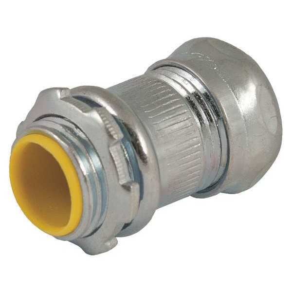 Raco EMT Grounding Connector, 1-1/2 in, Compression, Steel, Zinc Plated, Gray - 2916