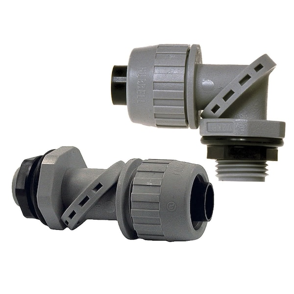 Raco Conduit Fitting Connector, 3/8 in, Liquid-Tight, Nylon, Zinc Plated, Gray - 4731