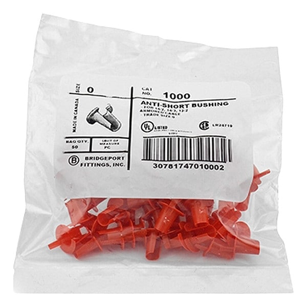 Bridgeport Fittings AC Bushing, 3/8 in, Plastic, PVC Coated, Red - 1001