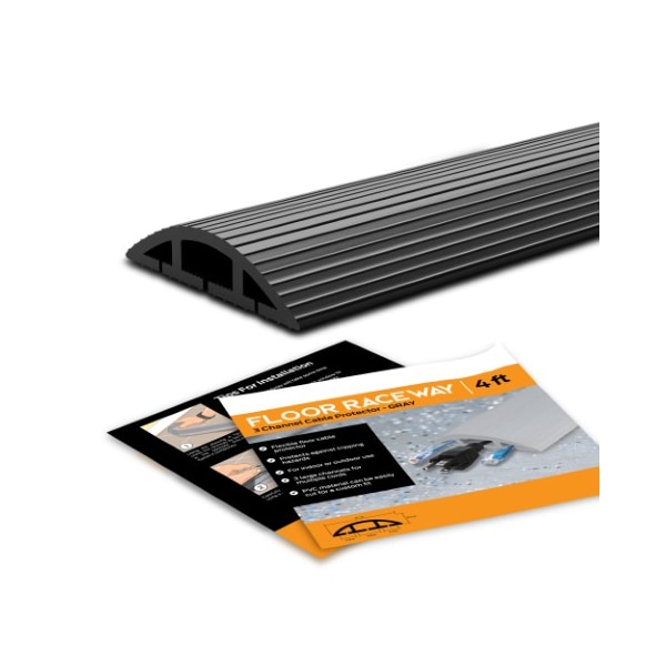 Fleming Supply Fleming Supply D Shaped Floor Cord Cover, 10-feet Black Cable, Wire Protector, Tripping Hazard, Black - 810472KNQ