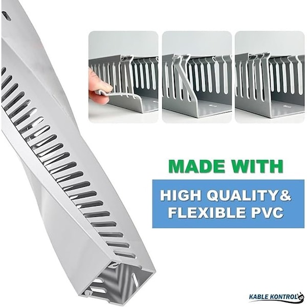Kable Kontrol Open Slot Wire Duct 2'' W x 2'' H x 6.5' L, PVC, UL Listed, Gray - PFOS2X2S