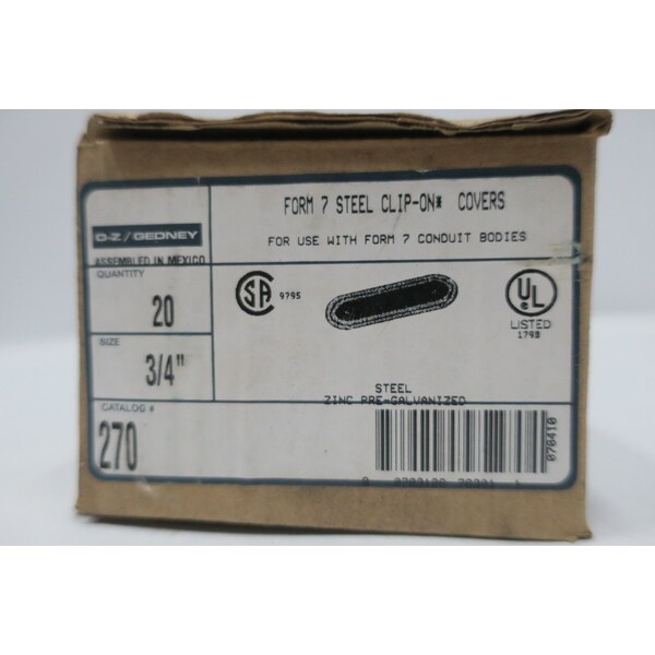 O-Z/Gedney STEEL CLIP ON CONDUIT COVER 3/4IN CONDUIT PARTS AND ACCESSORY, 20PK - 270
