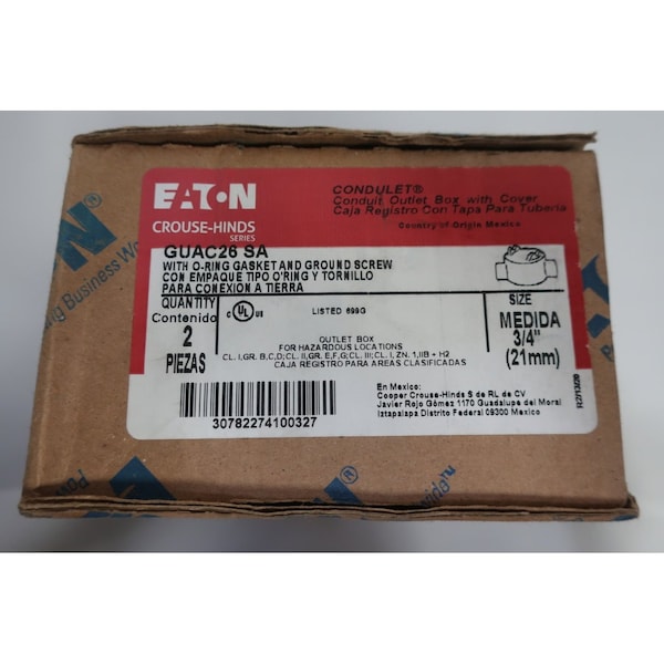 Crouse Hinds Box Of 2 3/4in Conduit Outlet Bodies and Box - GUAC26 SA