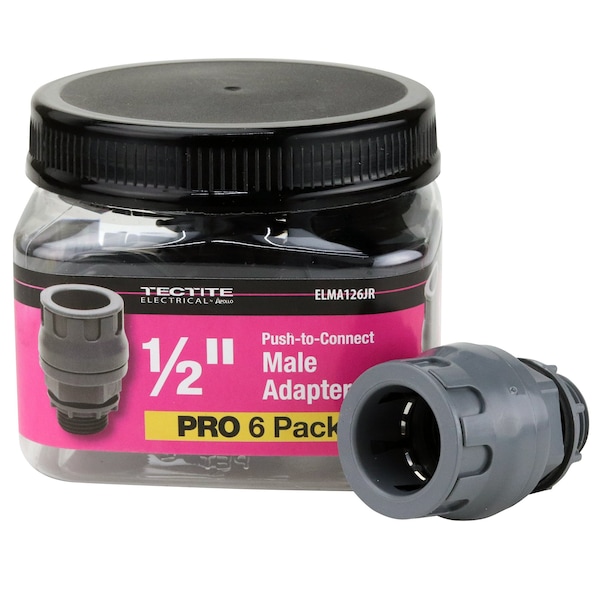 Apollo Conduit Fitting Connector, 1/2 in, Push-On, Stainless Steel - ELMA126JR
