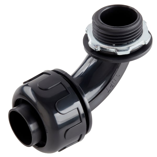 Hydromaxx Conduit Fitting Connector, 1 in, Liquid-Tight, PVC, Unfinished, Black - BLTAF001050
