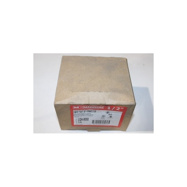 Madison Electric Conduit Fitting Connector, Liquid-Tight, Die Cast Zinc - LQA-9050