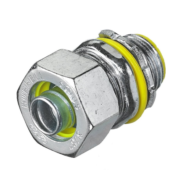 Hubbell Wiring Device-Kellems Conduit Fitting Connector, 3/8 in, Liquid-Tight, Steel - H0381