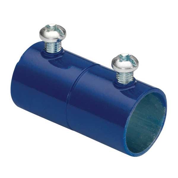 Bridgeport Fittings EMT Coupling, 3-1/2 in, Set Screw, Steel, Painted, Blue - 248-SBLU