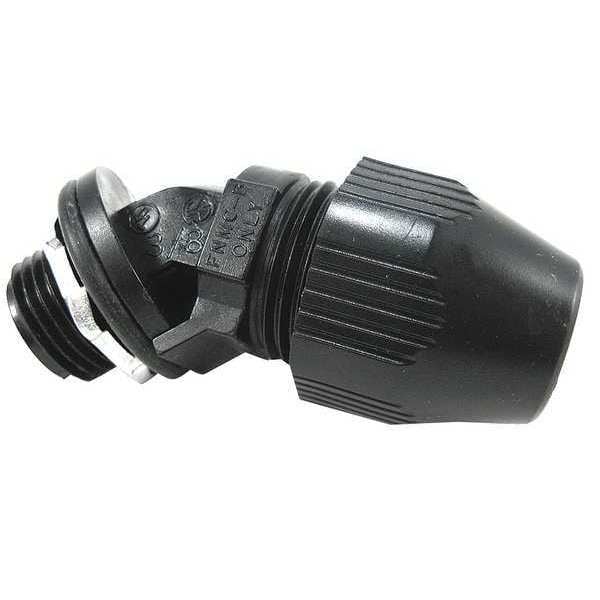 Abb Conduit Fitting 45 Deg Elbow, 1-1/2 in, Liquid-Tight, Plastic, Plain, Black - LT4150P