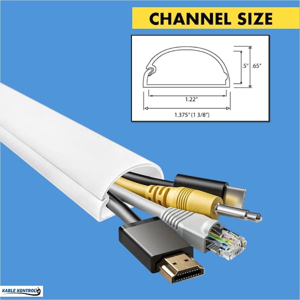 Kable Kontrol Kable Kontrol - Smooth Mould Wall Cord Cover Cable Raceway - 1.22" W x 0.5" H Channel - 60" Long - SM3055