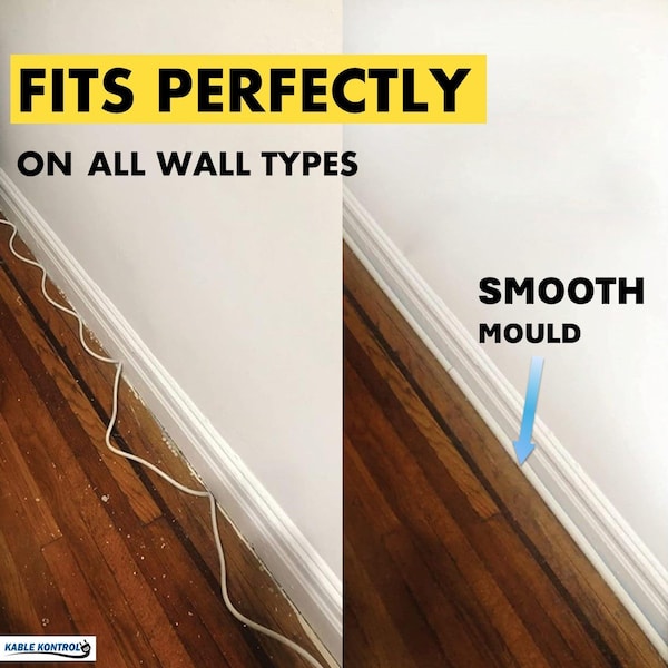 Kable Kontrol Kable Kontrol - Smooth Mould Wall Cord Cover Cable Raceway - 1.22" W x 0.5" H Channel - 60" Long - SM3055