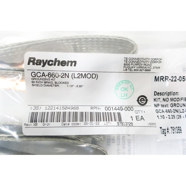 Raychem L2MOD GROUND 1.10-2.25IN 60IN OTHER CLAMP - GCA-660-2N