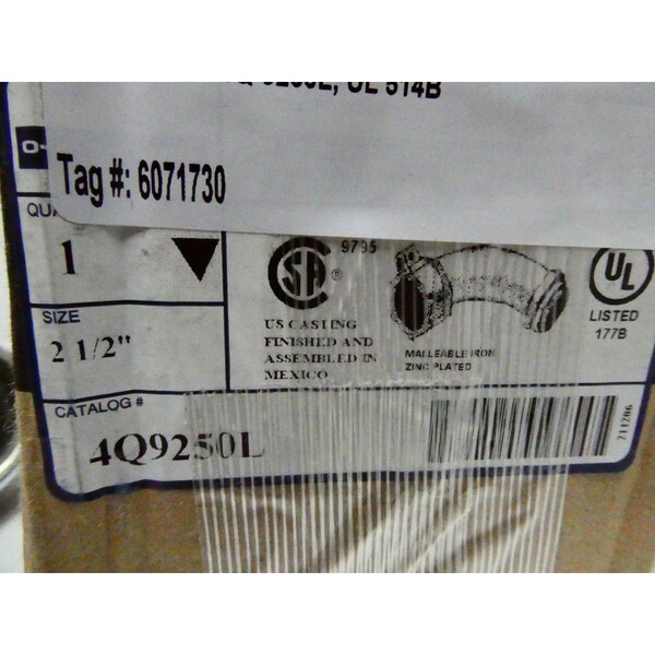O-Z/Gedney LIQUIDTIGHT FLEXIBLE 2-1/2IN CONDUIT FITTING - 4Q9250L