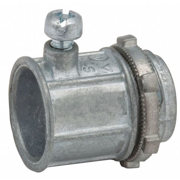 Raco EMT Grounding Connector, 4 in, Set Screw, Zinc Alloy, Plain, Gray - 2646