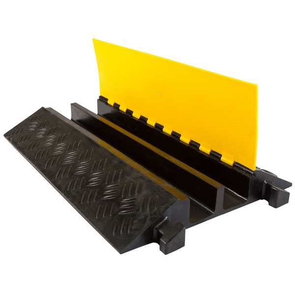 Guardian Industrial Products Cable Protector, 4 in H, 35-1/2 in L, 24 in W, 2 Channel, Rubber, Black, Yellow - DH-CP-7