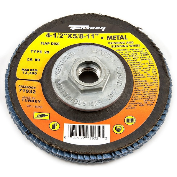 Disco de Aletas Forney, Tipo 29, 4-1/2 pulgadas x 5/8 pulgadas-11, ZA80 - 71932