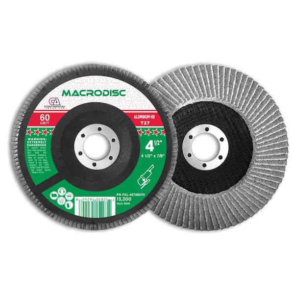 Disco de láminas de alta densidad recubierto de estearato de 4-1/2" x 7/8" y 60 Grit para rectificado de aluminio - FAL-4570607H