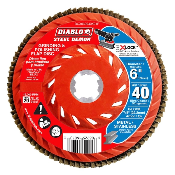 Disco de Láminas Diablo, 40 Grit para X-Lock y todas las G - DCX060040X01F