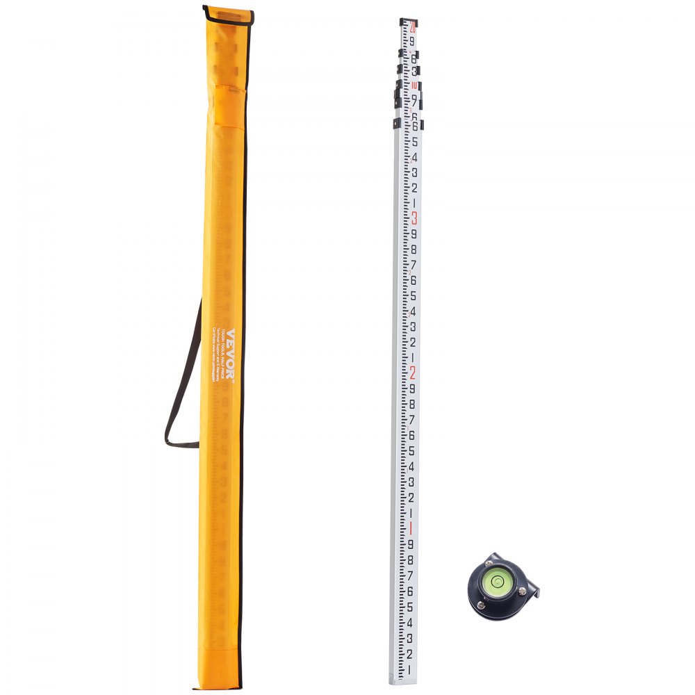 VEVOR Measuring Rod 20-Feet/10ths 6 Sections Telescopic Grade Rod 1/10ft w/ Bag - YZCLG20YCFEEIF7TIV0