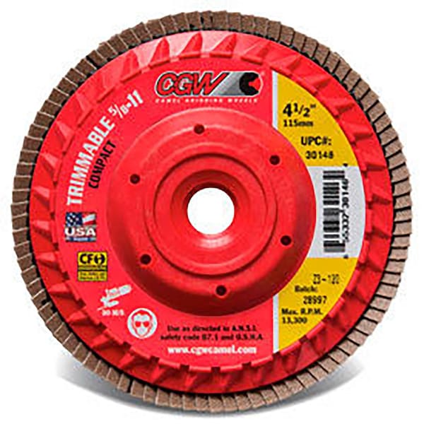 Ruedas de Rectificación de Cgw Camel. Discos de Aletas Recortables CGW Abrasives con Cubo Incorporado 4-1/2 x 5/8-11 40 Granos Cerámicos - 30202