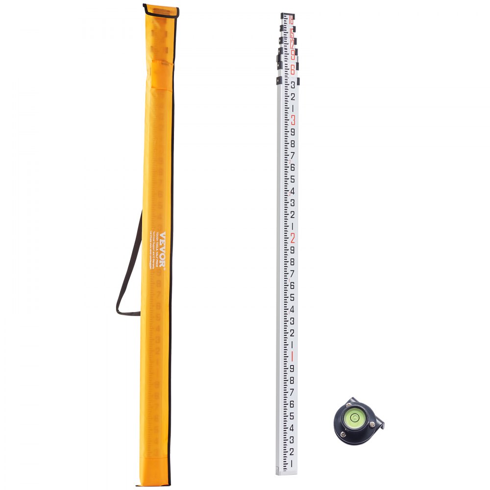 VEVOR Measuring Rod 18-Feet/10ths 6 Sections Telescopic Grade Rod 1/10ft w/ Bag - YZCLG18YCFEEKTCTHV0