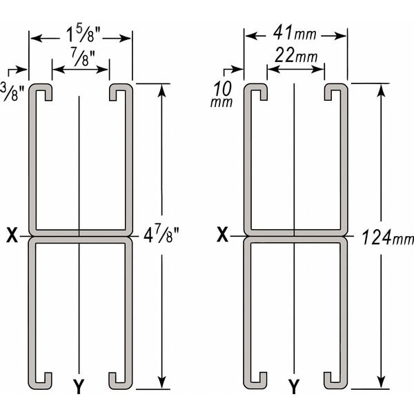 Wesanco HG Strut, Combo, 1-5/8x4-7/8", 20 ft. - W101HG20