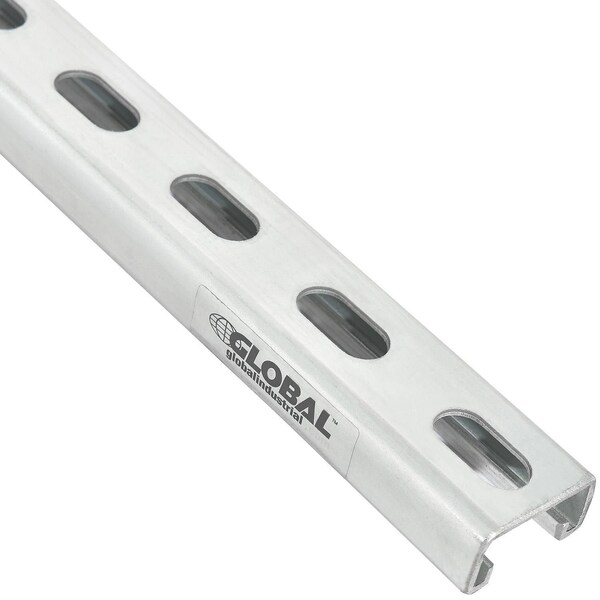 Global Industrial Single Channel Strut, Slotted, 1-5/8 in x 7/8 in Channel Size, Steel, Zinc-Plated, Silver - 713139