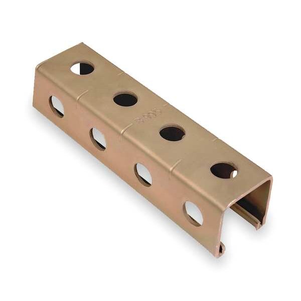 Kindorf Single Channel Strut, Punched, Steel, Electroplated, 9/16 in Hole Size, Gold - B 995 10
