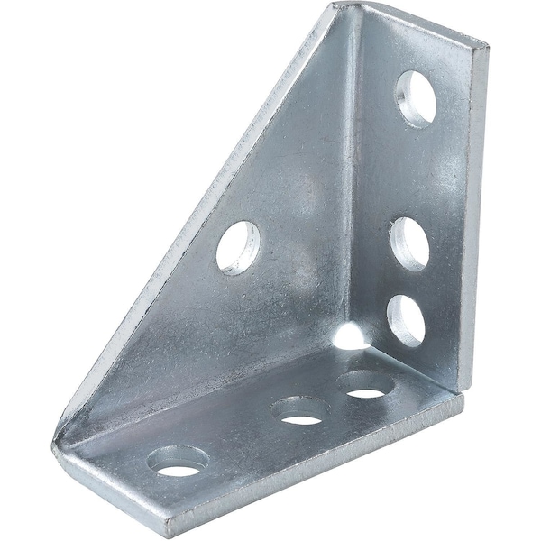 Global Industrial 90° Gusseted Fitting, 7 Hole, Electro-Galvanized, 1-5/8 x 4 - 713121