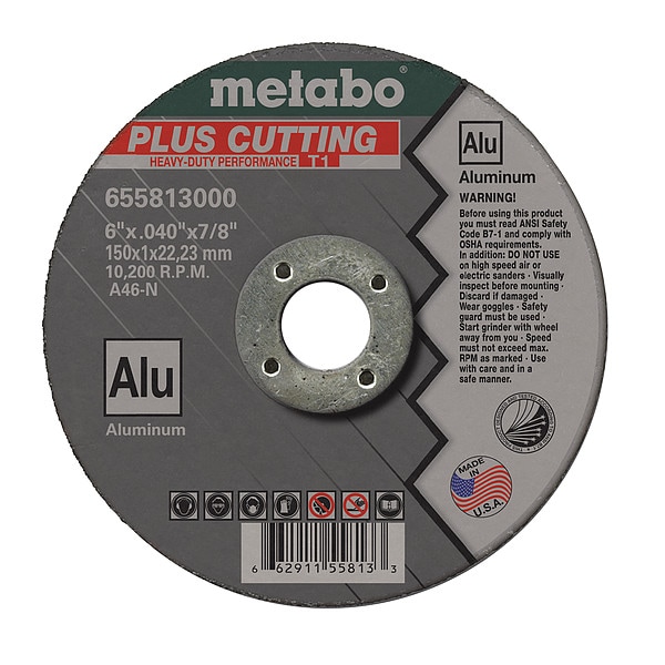 Rueda de corte Metabo, T1, A46N, 6"X0.040"X7/8" - 655813000