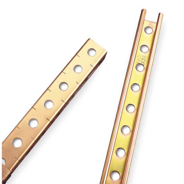 Kindorf Single Channel Strut, Punched, Steel, Electroplated, 9/16 in Hole Size, Gold - B 905 8